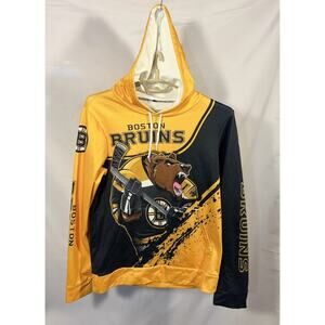 Boston Bruins NHL Hockey Hoodie Men's L Bear Graphic Sublimation Pullover